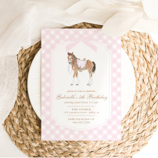 Gallop on Over Girls Pink Horse Birthday Einladung