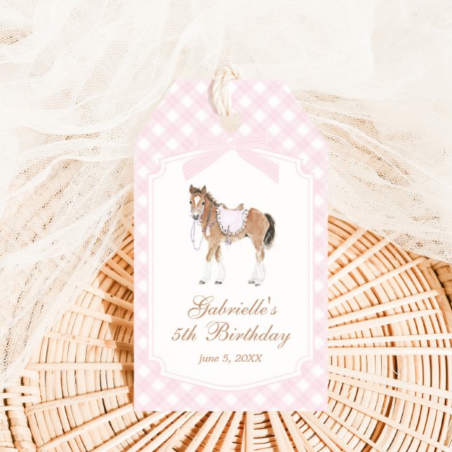 Gallop on Over Girls Pink Horse Birthday Geschenkanhänger (Von Creator hochgeladen)