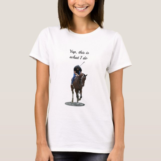 Gallopierendes Pferd und Reiter im T - Shirt (Vorderseite)