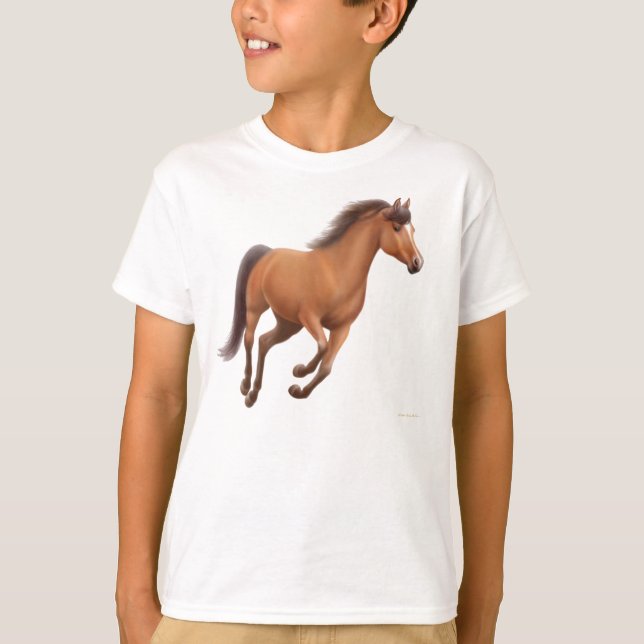 Galloping Bay Horse Kids Sweatshirt T-Shirt (Vorderseite)