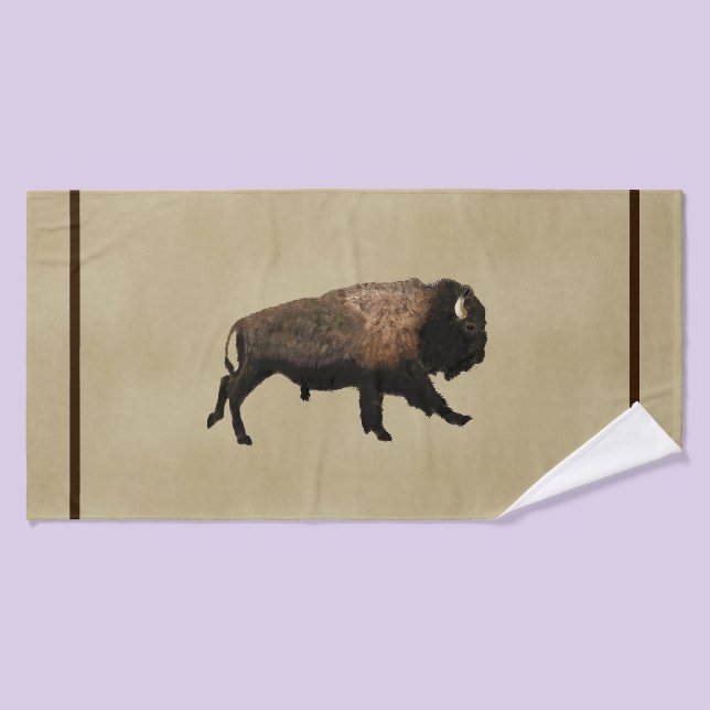 Galloping Bison auf altes Papier Badehandtuch (Badehandtuch)