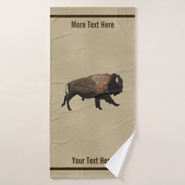 Galloping Bison auf altes Papier Badhandtuch Set (Badehandtuch)