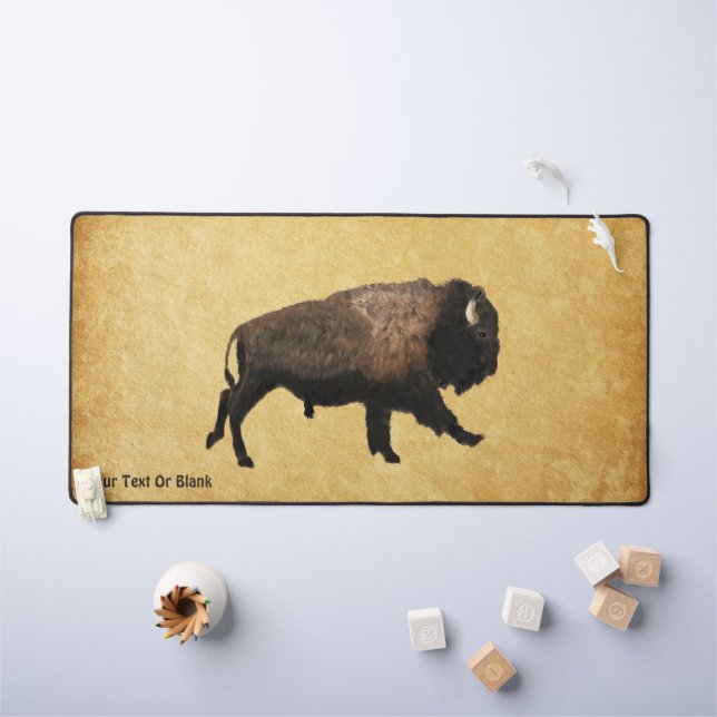 Galloping Bison auf altes Papier Schreibtischunterlage (Kindertisch)