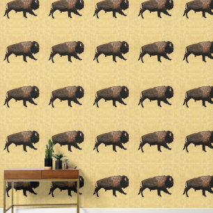 Galloping Bison auf altes Papier Tapete