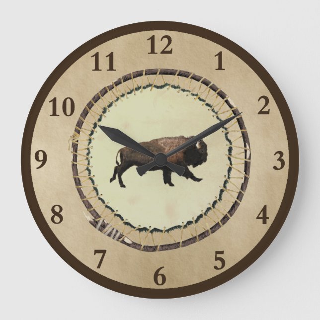 Galloping Bison Große Wanduhr (Vorderseite)