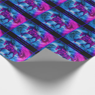 Galloping Black Horse Fantasy Personalisiert Geschenkpapier