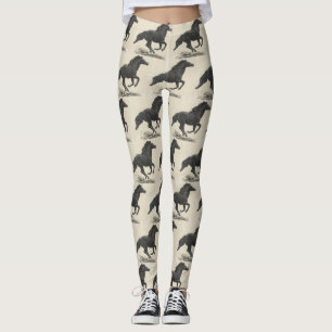 Galloping Black Horse Leggings