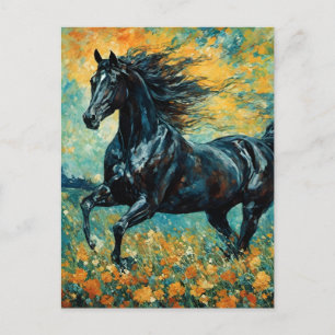 Galloping Black Stallion Postkarte