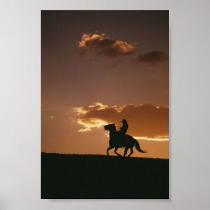 Galloping Cowboy-Silhouette Poster