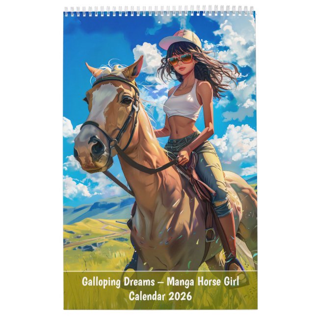 Galloping Dreams – Manga Horse Girl Calendar 2026 Kalender (Titelbild)