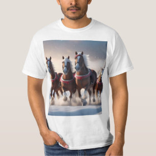 Galloping durch den Schnee: Die magischen Pferde d T-Shirt