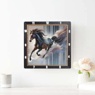 Galloping Horse Artistic Quadratische Wanduhr