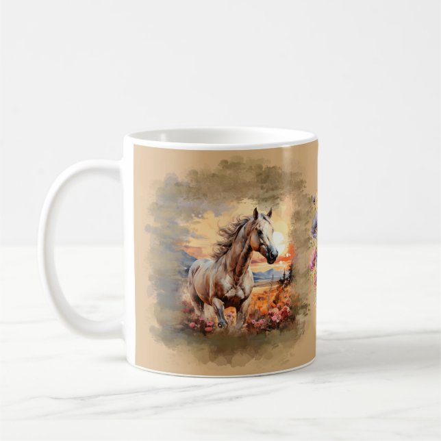 Galloping Horse Sunset Wildblume Tasse Tan (Links)