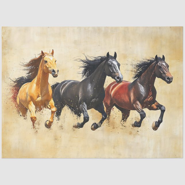 Galloping Horse Trio Decoupage Seidenpapier (Vorderseite)