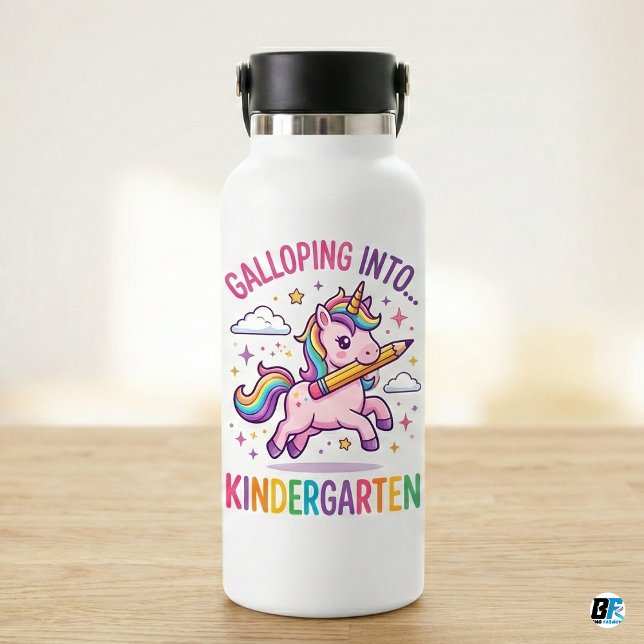 Galloping Into Kindergarten Magical Rainbow Unicor Edelstahlflasche (Von Creator hochgeladen)