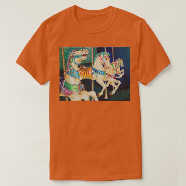 Galloping Karussell Pferde T-Shirt (Design vorne)