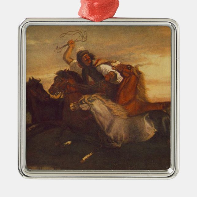 Galloping Outlaw (Cowboy on Horseback) (Pferde) Ornament Aus Metall (Vorne)