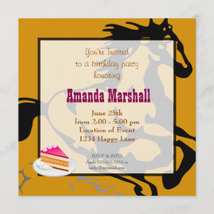 Galloping Pferd Wilde und freie Geburtstagsparty Einladung