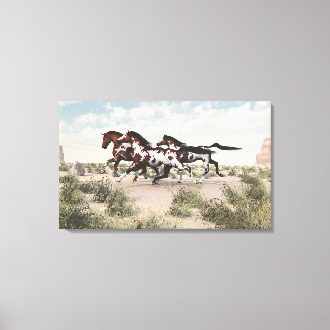 Galloping Pferde Wrapped Canvas Leinwanddruck (Vorderseite)