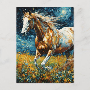 Galloping Pinto Stallion Van Gogh Postkarte