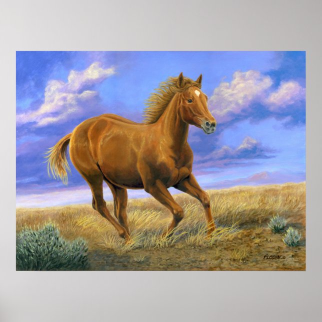Galloping Quarter Horse Painting - Poster (Vorne)
