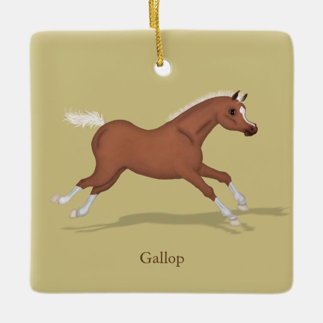 Galloping Sorrel Gaits of the Horse Reittier Keramikornament (Vorderseite)