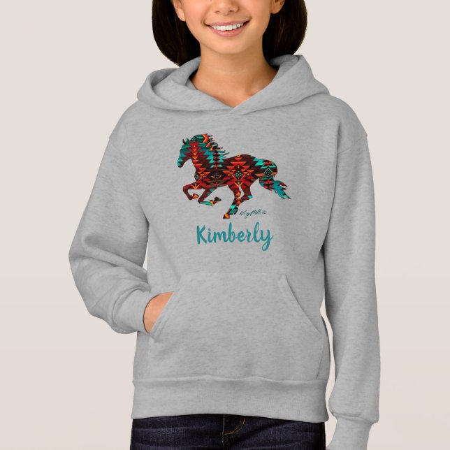 Galloping Südwest Horse Silhouette Hoodie (Vorderseite)