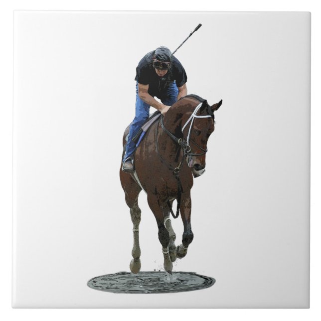 Galloping Thoroughbred Horse Keramik Tile Fliese (Vorderseite)