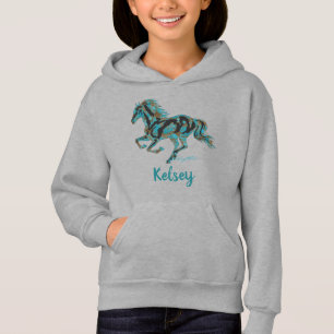 Galloping Türkis Horse Silhoutte Hoodie
