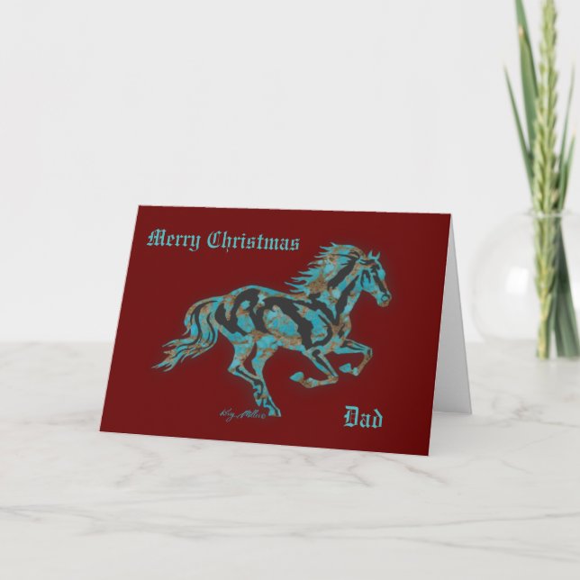Galloping Turquoise Horse Feiertagskarte (Vorderseite)