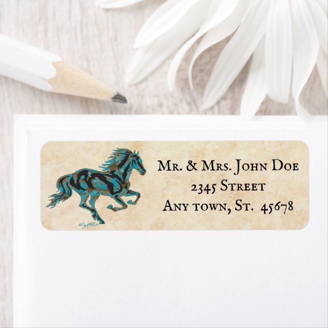 Galloping Turquoise Horse Label (Insitu)