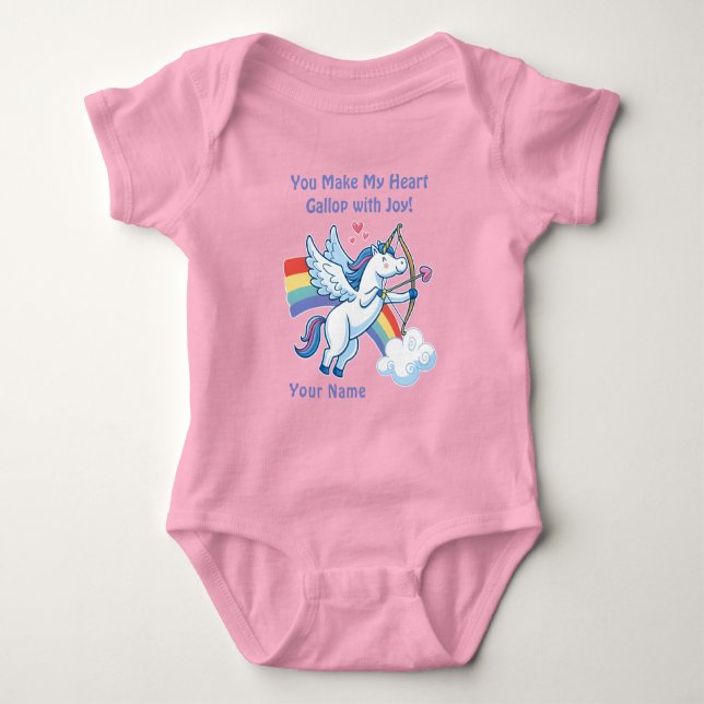 Galloping Unicorn Cupid’s Love Magic  Baby Strampler (Vorderseite)