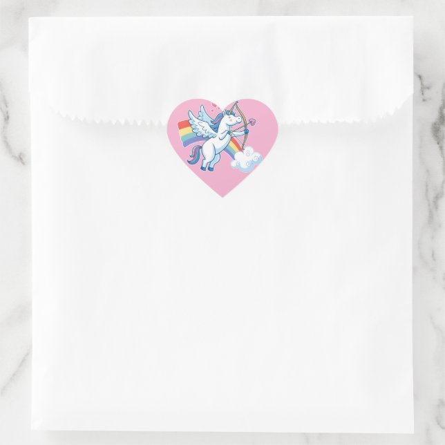 Galloping Unicorn Cupid’s Love Magic  Herz-Aufkleber (Tasche)
