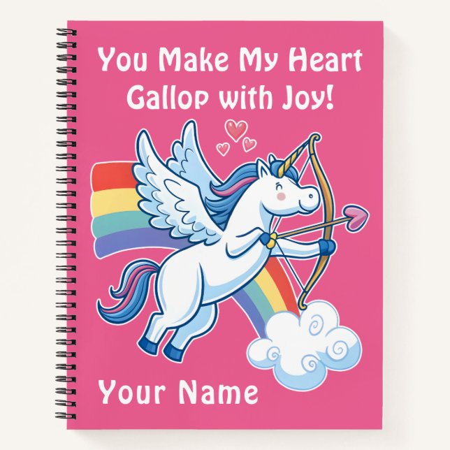 Galloping Unicorn Cupid’s Love Magic  Notizbuch (Vorderseite)