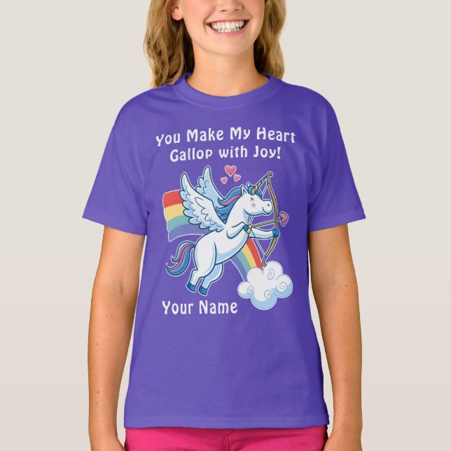 Galloping Unicorn Cupid’s Love Magic  T-Shirt (Vorderseite)