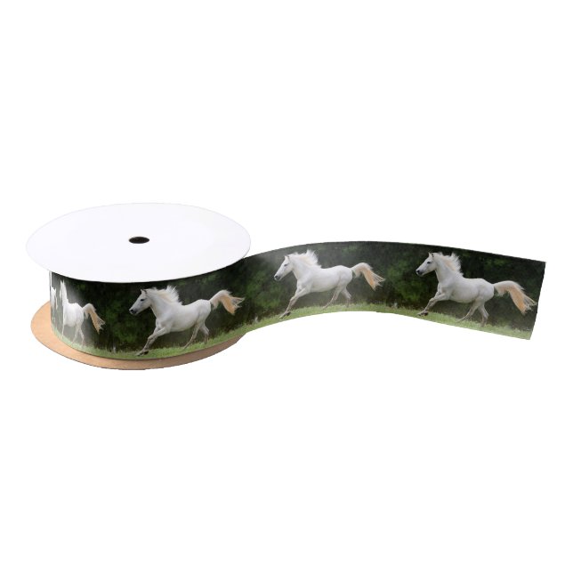 Galloping White Horse Satinband (Spule)