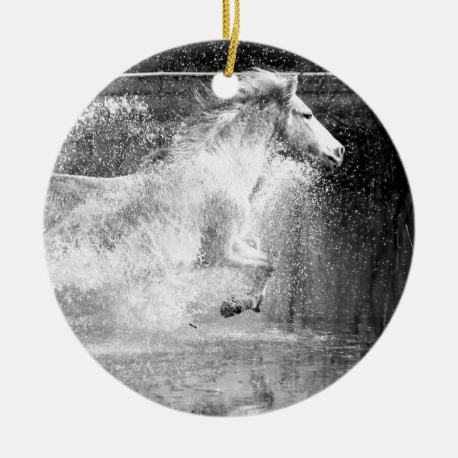 Galloping White Water Horse Keramik Ornament (Vorne)