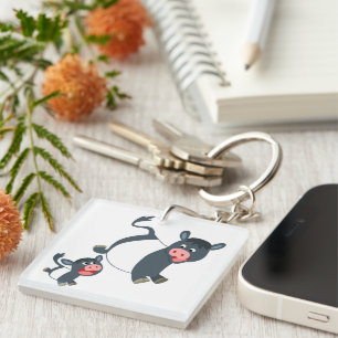 Galloway Kuh & Calf Akryllische Tastatur spielen Schlüsselanhänger