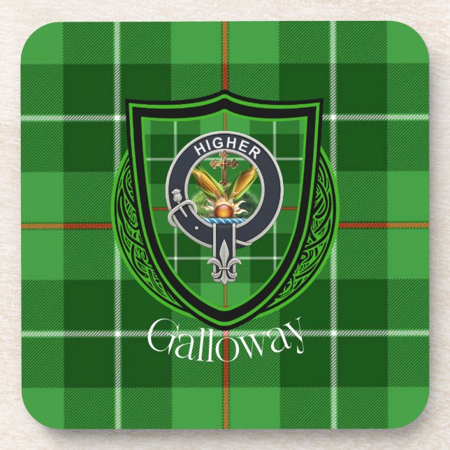 Galloway schottischer Clan Tartan & Wappen Getränkeuntersetzer (Vorderseite)