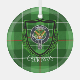 Galloway schottischer Clan Tartan & Wappen Ornament Aus Glas