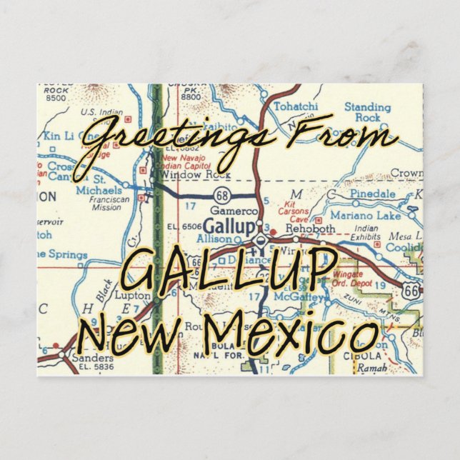 Gallup NM Vintage Karte (Vorderseite)