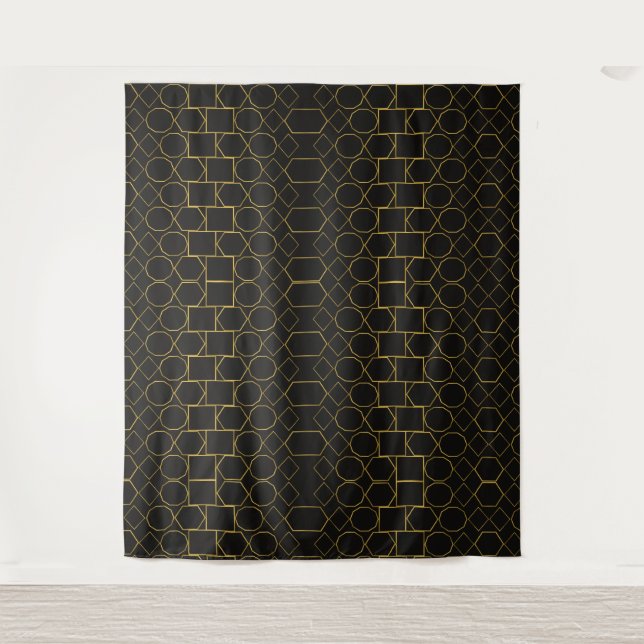 Galmourous Golden Geometric pattern Wandteppich (Vorderseite)