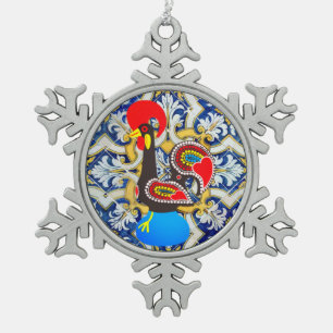 Galo de Barcelos Designs Schneeflocken Zinn-Ornament