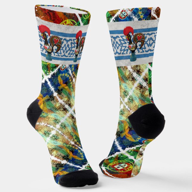 Galo de Barcelos, Portugal Socken (Gewinkelt)