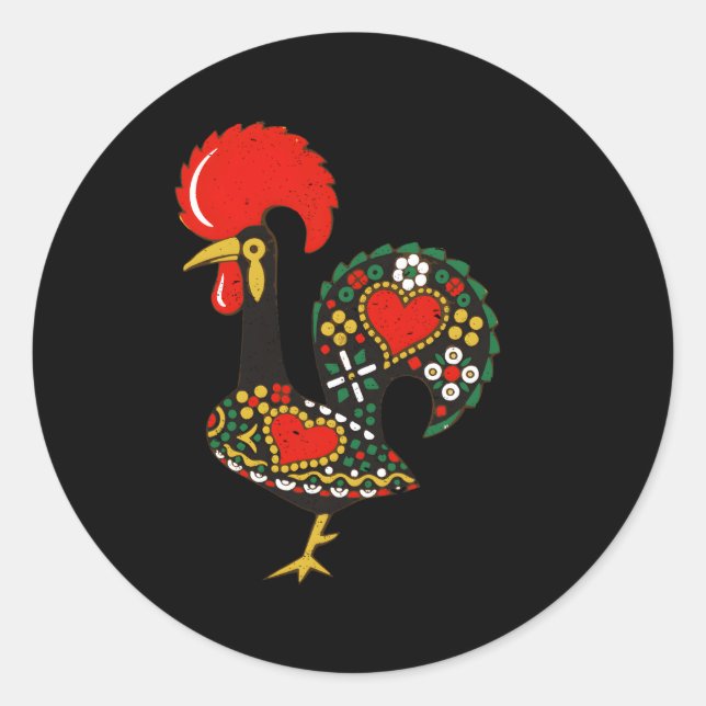 Galo De Barcelos portugiesisches Rooster Runder Aufkleber (Vorderseite)
