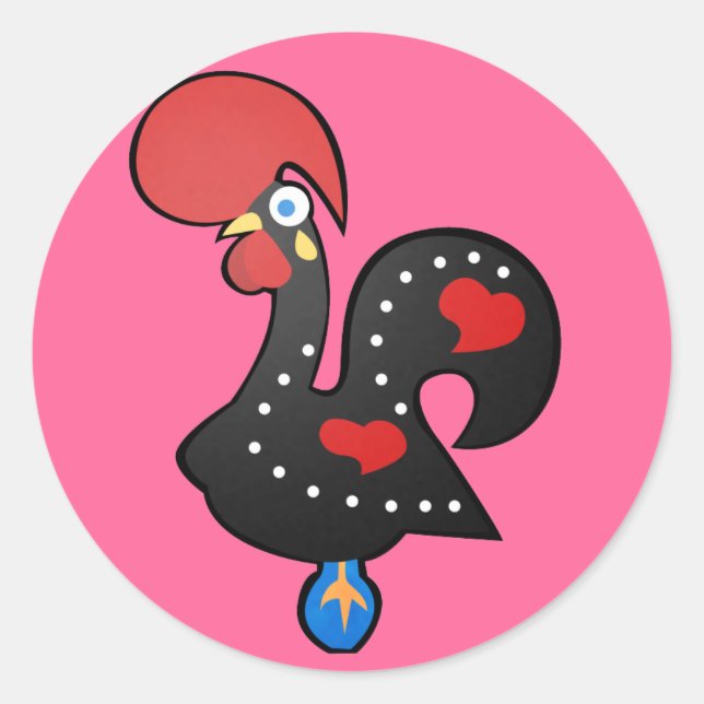 Galo De Barcelos Runder Aufkleber (Vorderseite)