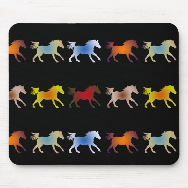 Galopp Ponys auf schwarz Mousepad (Vorne)