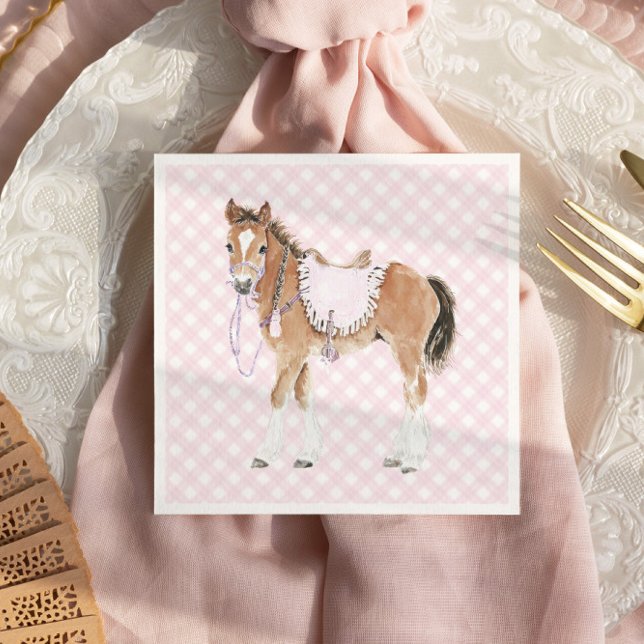 Galoppieren Sie über Mädchen Rosa Pferd Geburtstag Serviette (Von Creator hochgeladen)