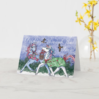 Galoppierend Durch Den Schnee! Weihnachtspferd Kar Karte