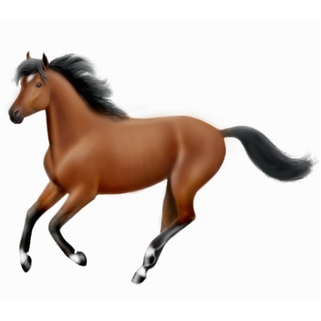 Galoppierende Bucht-Pferdeverzierung Fotoskulptur Ornament (Vorne)